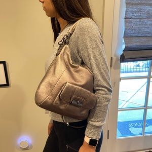 Coach Crossbody Gunmetal Leather Exterior Pocket